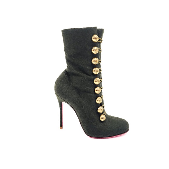 Christian Louboutin Green Napolean Wool Felt Ankle Boots Heels EU 37 - Picture 2 of 10